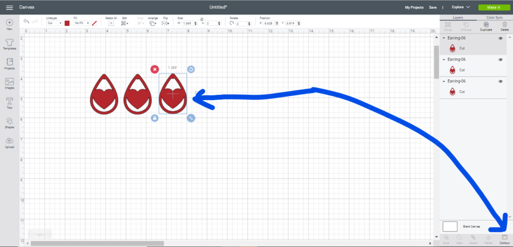 Using Contour button to hide elements of an image in Cricut Design Space