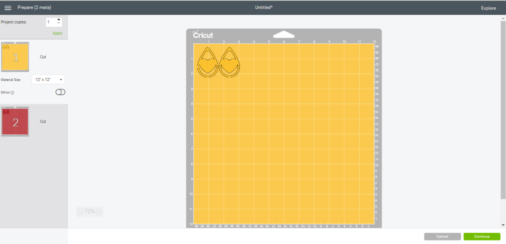 ready to cut earrings on cricut machine