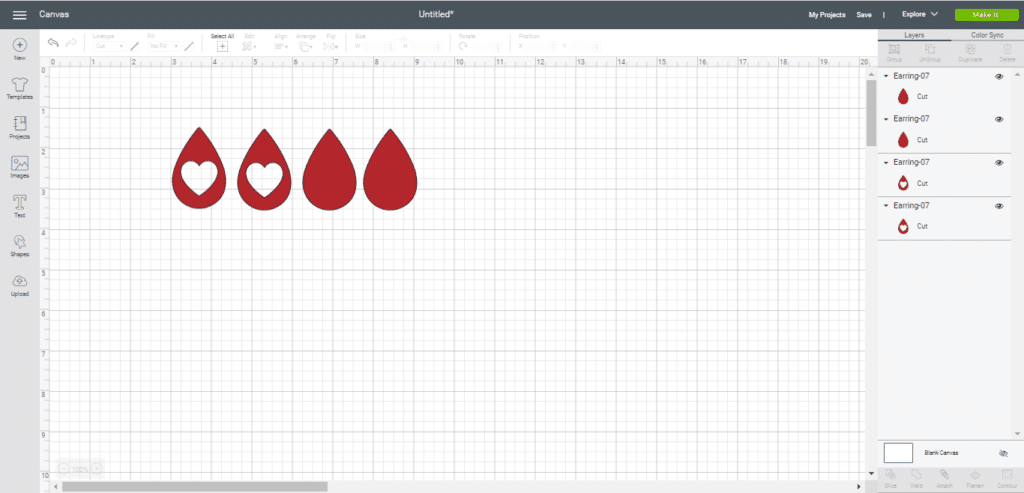 Earrings DIY on a Cricut canvas