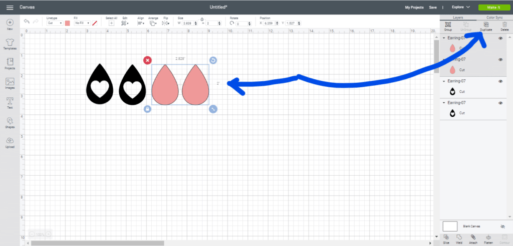 duplicating diy faux leather earrings on a Cricut
