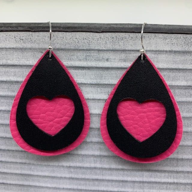 diy faux leather heart earrings