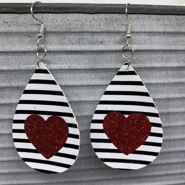 faux leather Valentine's earrings