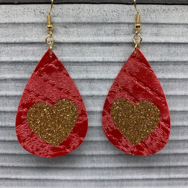 faux leather Valentine's earrings