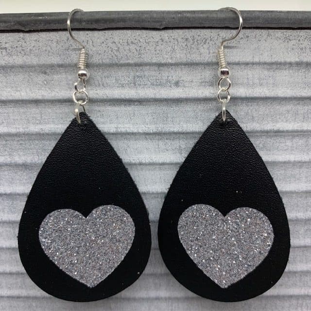 leather Valentine's earrings