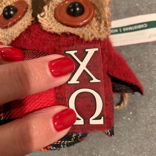 Personalize with Cricut by using heat transfer vinyl to put letters on these owl ornaments