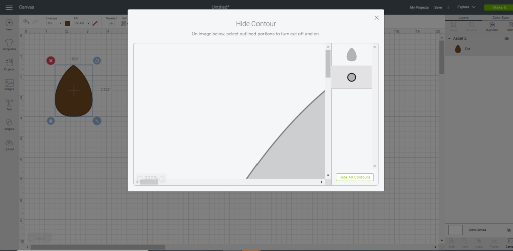 using Contour on Cricut Design Space