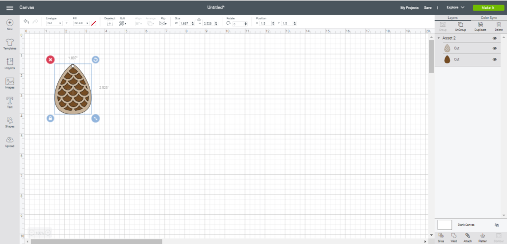 earring svg on a Cricut Design Space