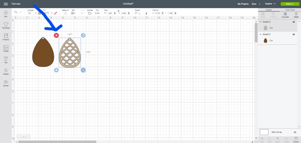deleting an image on Cricut Design Space