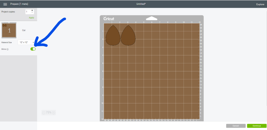 Mirror the mat on Cricut Design Space