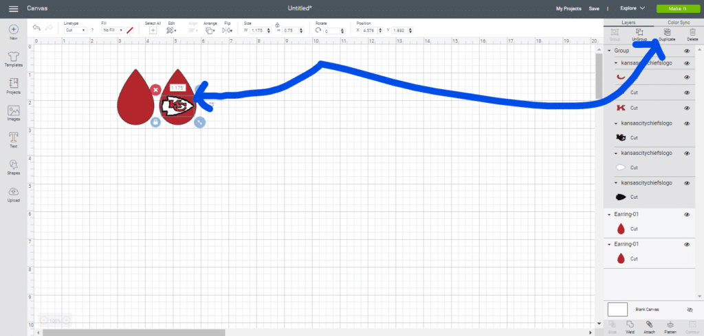 Duplicate an image for diy jewelry on a Cricut