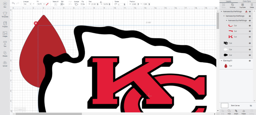 svg file on the Cricut canvas