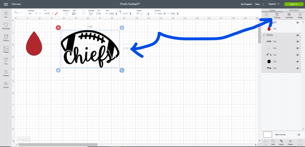 KC Chiefs football on diy leather earring