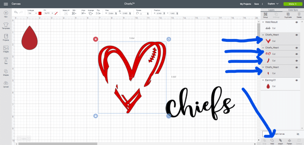 Welding KC Chiefs image on Cricut Design Space