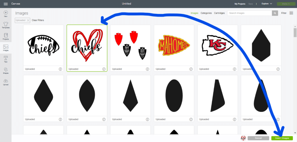 Chiefs heart svg file for leather earrings