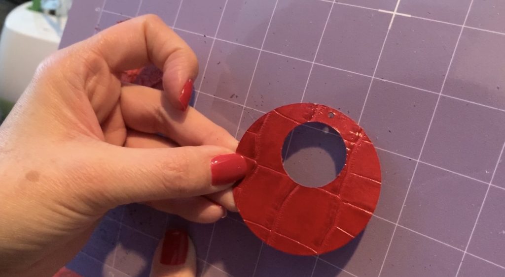 leather circle earrings diy after cut on Cricut Explore