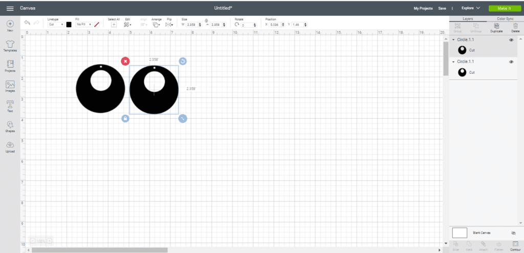 set of diy leather earrings on Cricut Design Space