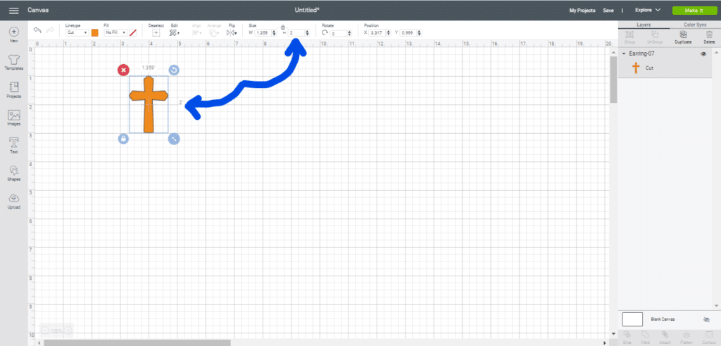 changing height on the cross leather earring diy