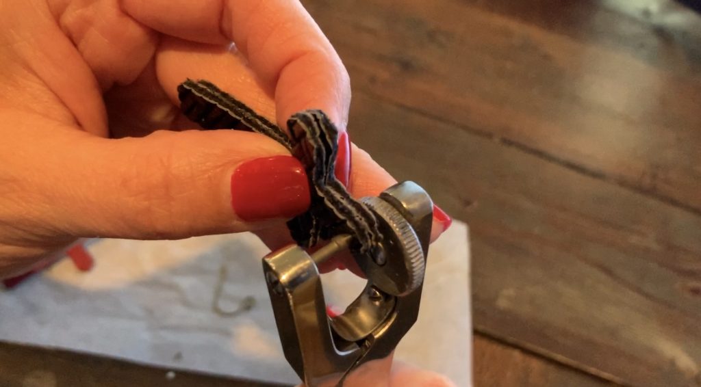 punch hole in cross faux leather earrings