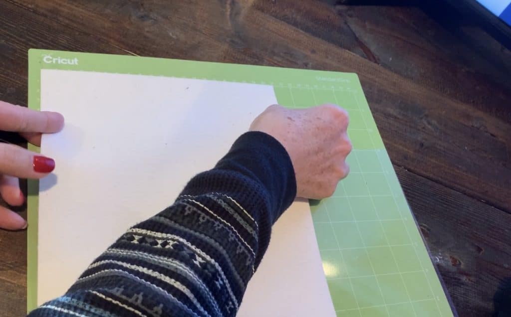 Faux leather onto Cricut Standard Mat, good side facing down