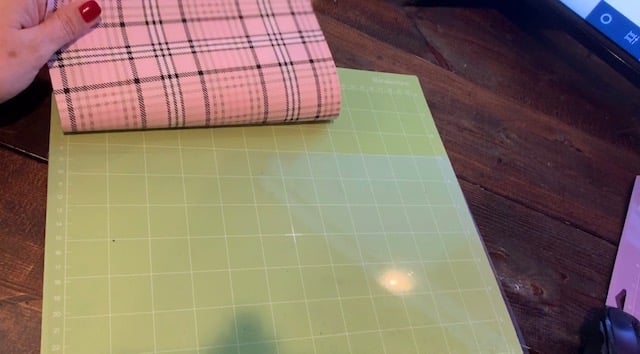 Faux leather onto Cricut Standard Mat, good side facing down