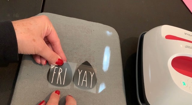 Placing the HTV onto the Fri-Yay DIY Leather Earrings