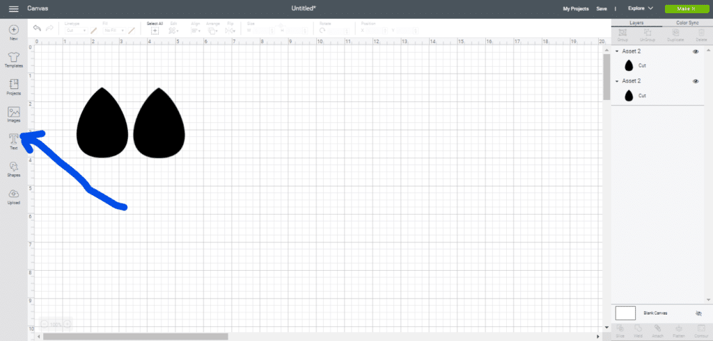 Inserting text onto the Cricut Canvas for diy leather earrings