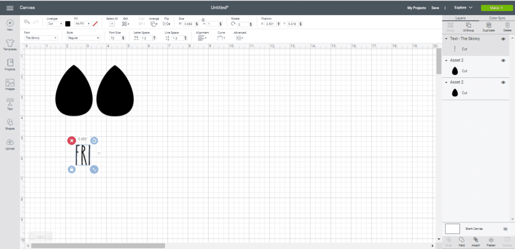 Skinny font text ready for diy jewelry earrings