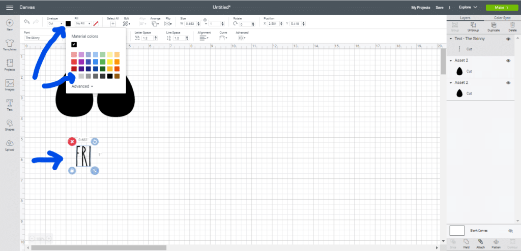 change the color of text for the diy earrings
