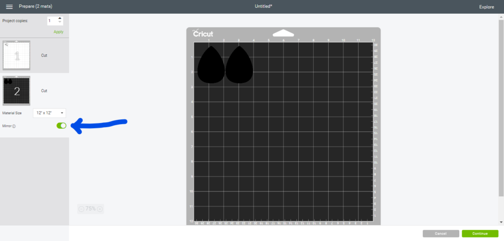 mat ready to cut on Cricut design space