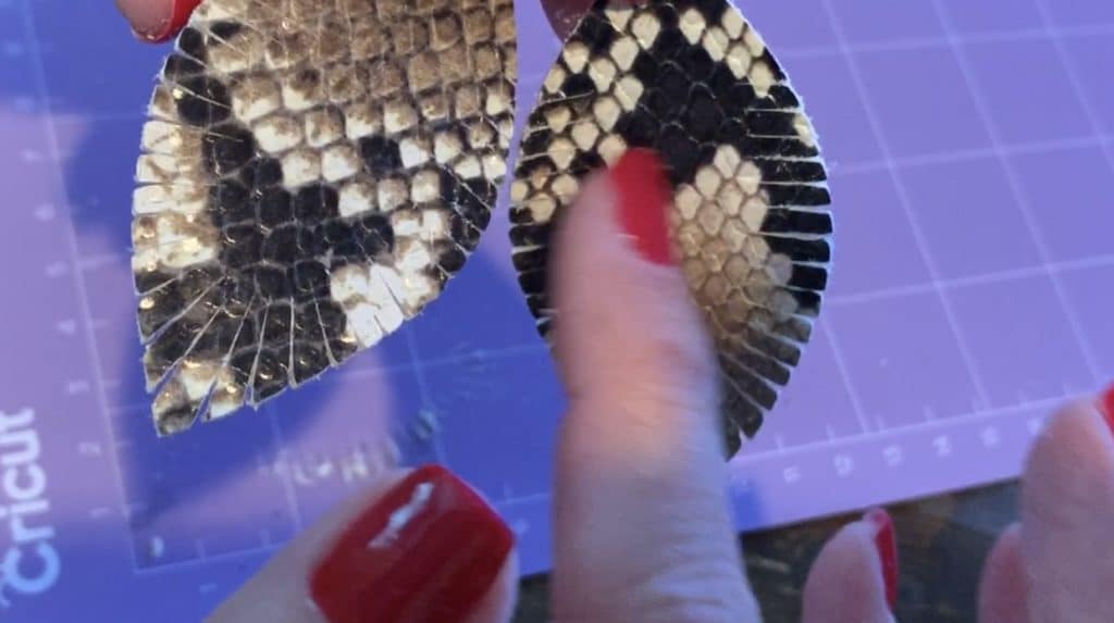 cutting fringe leaf leather earrings on Cricut Explore