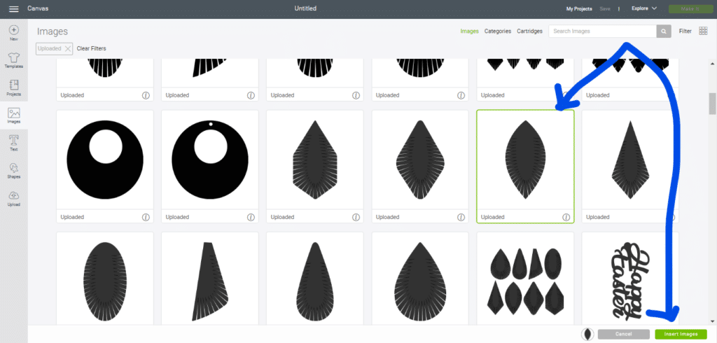 Making fringe leather earrings in Cricut Design space