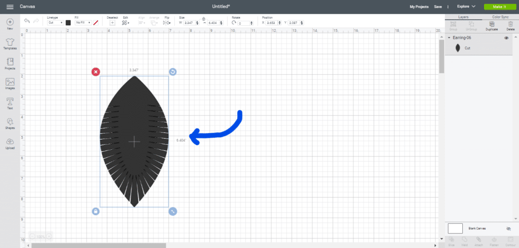 Making fringe leather earrings in Cricut Design space