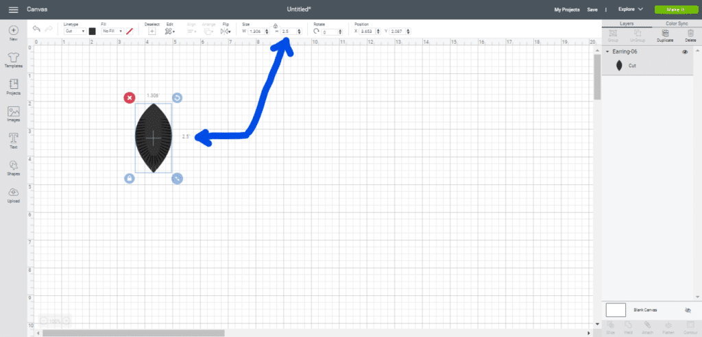 Making fringe leather earrings in Cricut Design space