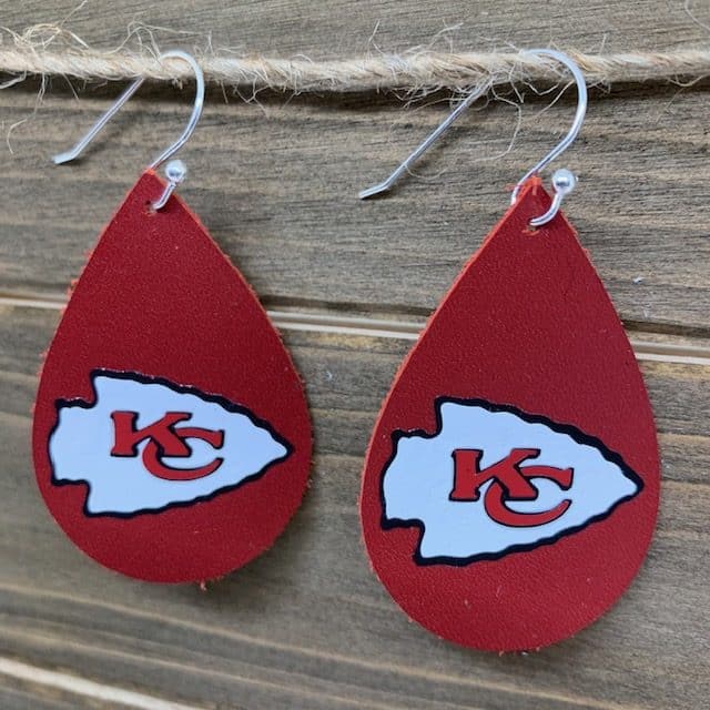 diy Chiefs leather earrings