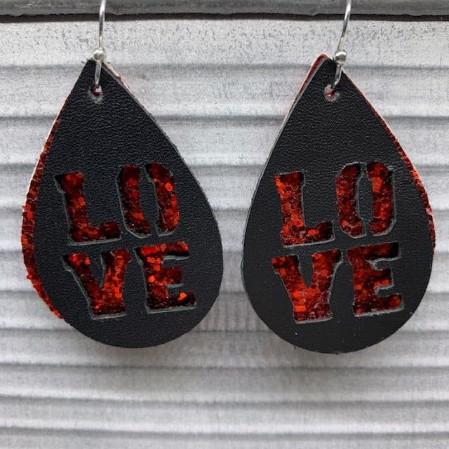 Love Leather Earrings DIY for Valentine's Day earrings