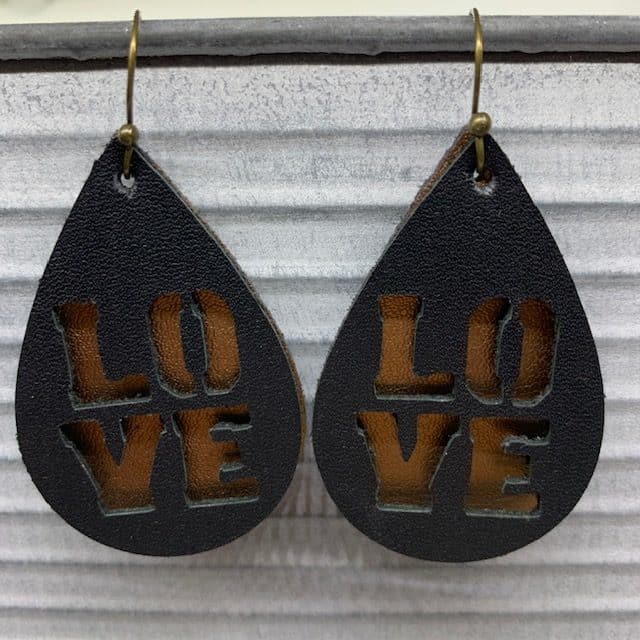 Love Leather Earrings DIY for Valentine's Day earrings