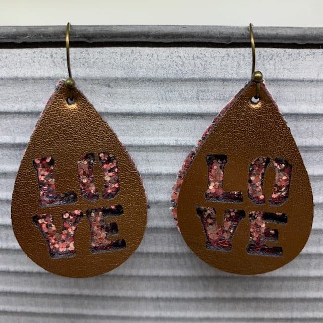 Love Leather Earrings DIY for Valentine's Day earrings