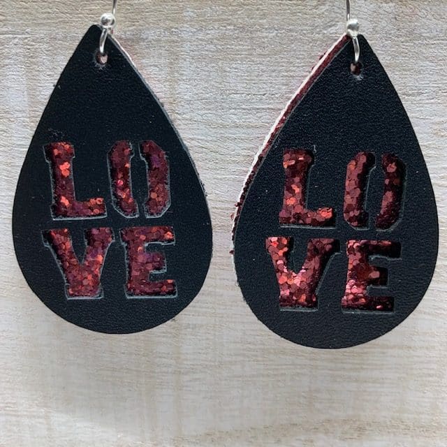 Love Leather Earrings DIY for Valentine's Day earrings