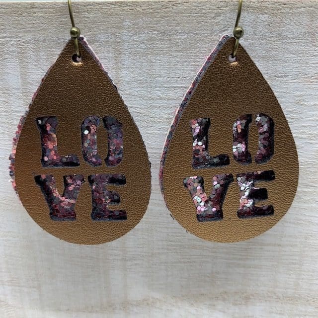 Love Leather Earrings DIY for Valentine's Day earrings