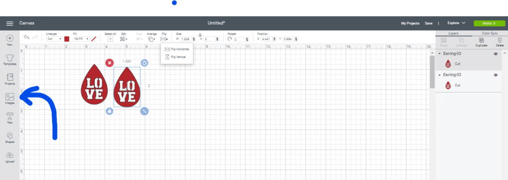 Insert an image onto the Cricut Canvas