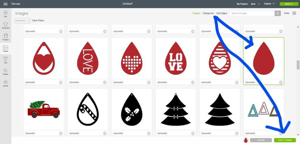 Insert an image onto the Cricut Canvas