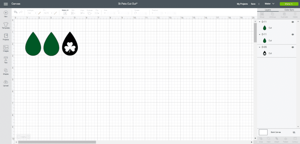 Duplicate tear drop leather earring on Cricut Design Space