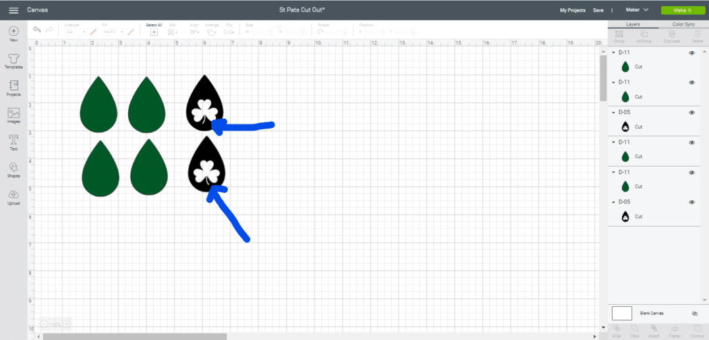 Flip the Shamrock image in Cricut Design Space