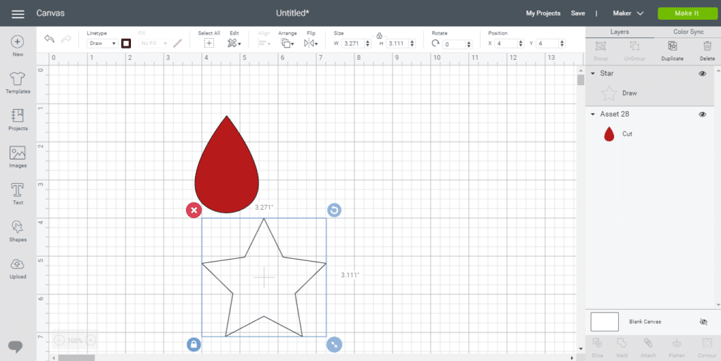 Star image for diy earring, after it has been changed to be a draw line