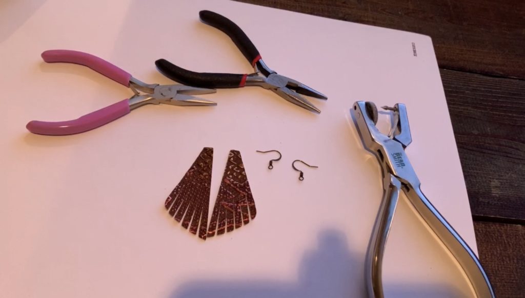 Supplies to put the hooks into the fringe leather earrings diy