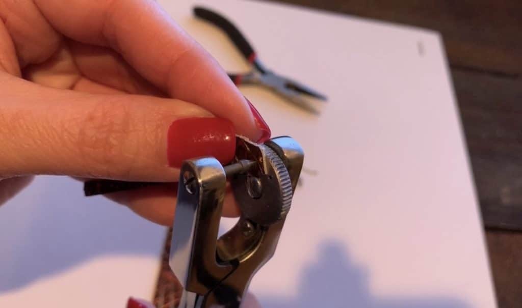 punching hole in the diy earrings