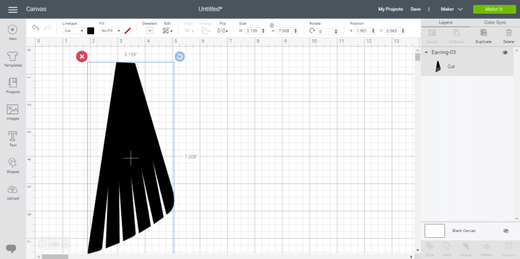 leather earring on a Cricut Canvas