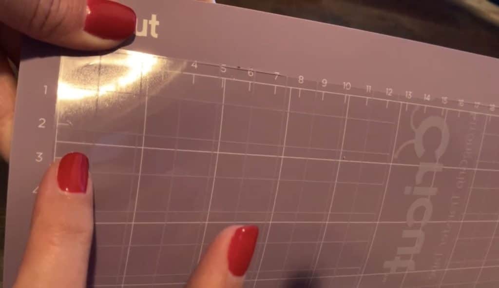 strong grip transfer tape on a Cricut mat, used to protect the mat from leather fibers