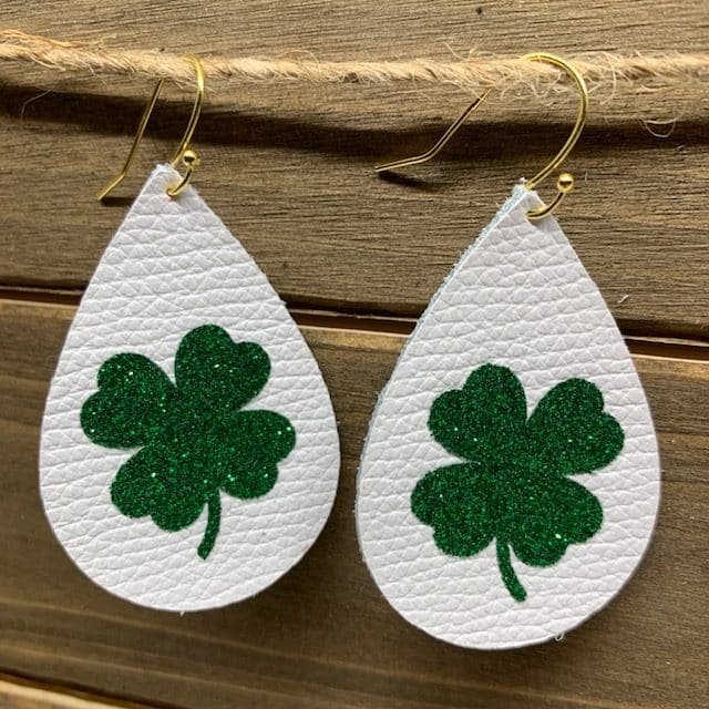 St Patrick's Day leather earrings