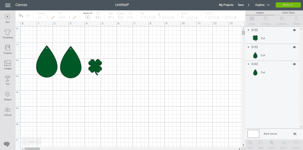 Click Contour to isolate the shamrock as the only unhidden part of the diy earring image